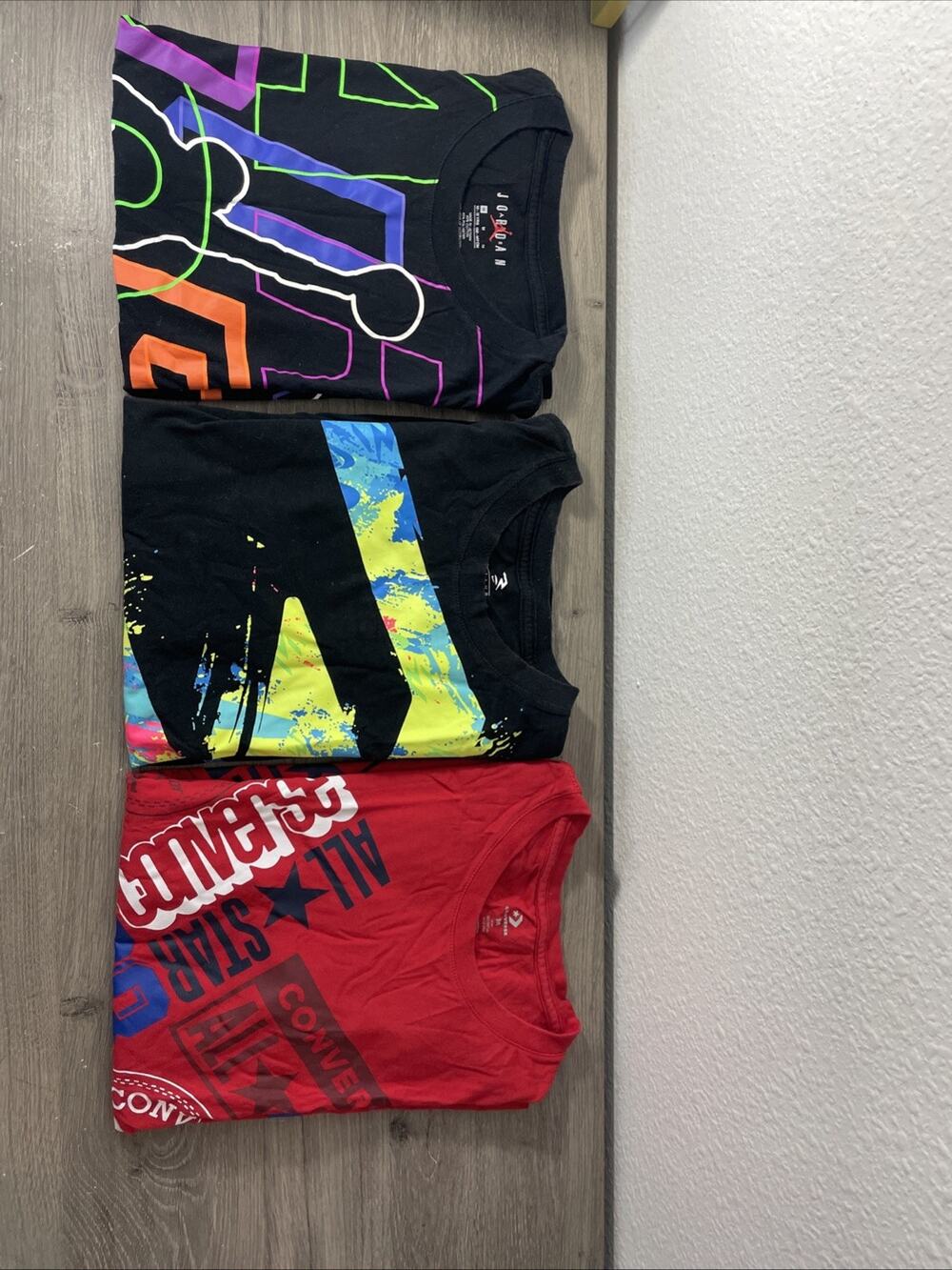Nike Air Jordan Converse Boys Graphic T-Shirts Lot Size 10 12 Medium Large 3pc